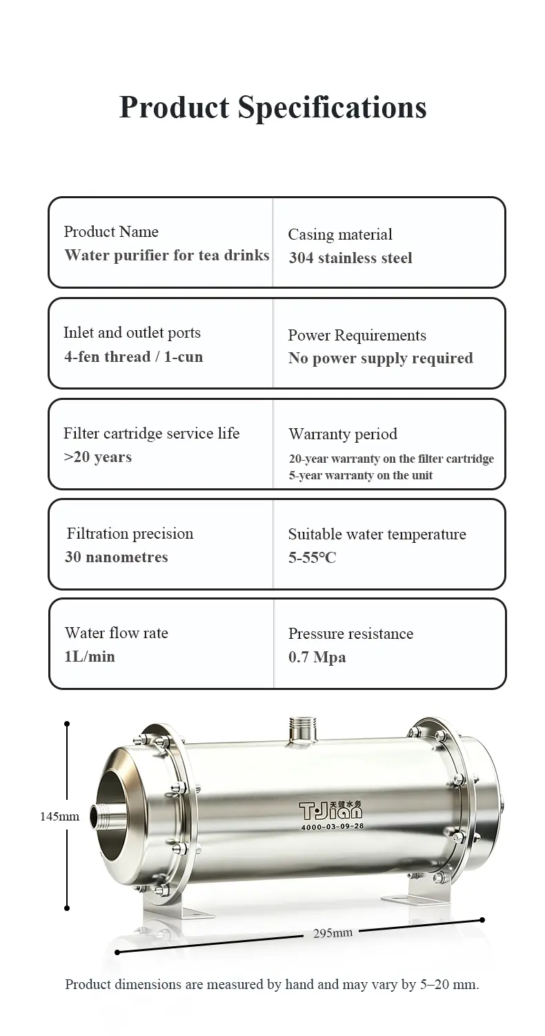 desktop tea water purifier 1lmin flow, ceramic membrane filtration, non electric & zero waste 08