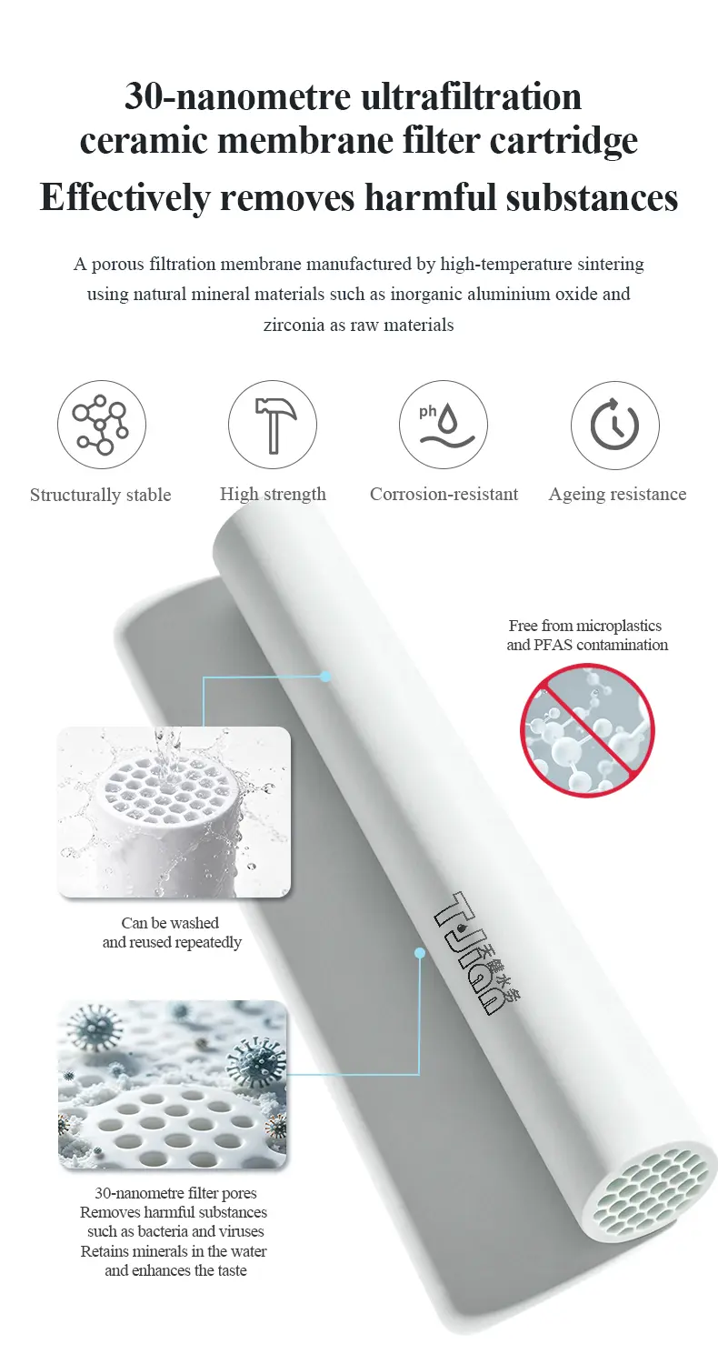 dual mode countertopunder sink stainless steel water purifier 4lmin high flow, ceramic membrane filtration, mineral retaining for home & baby 08