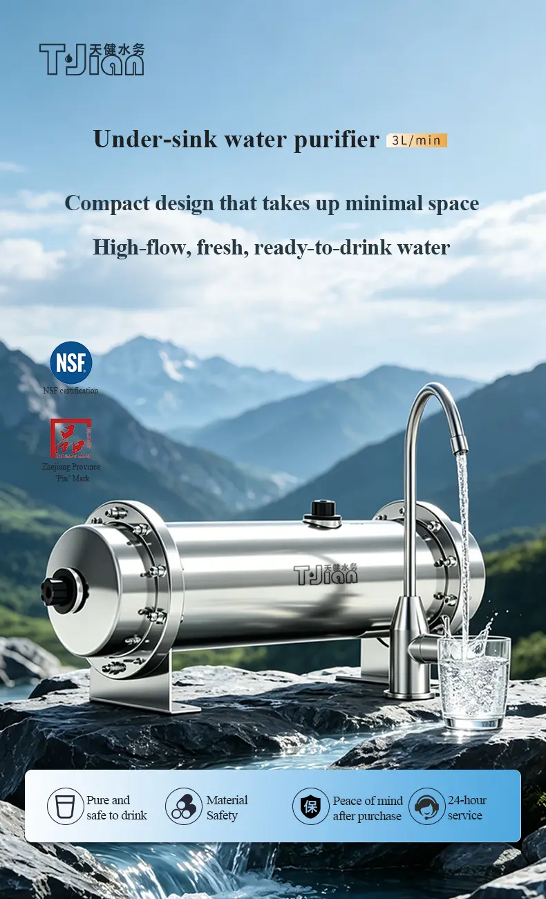 under sink stainless steel water purifier 3lmin high flow, ceramic membrane filtration, non electric & zero waste for home 07