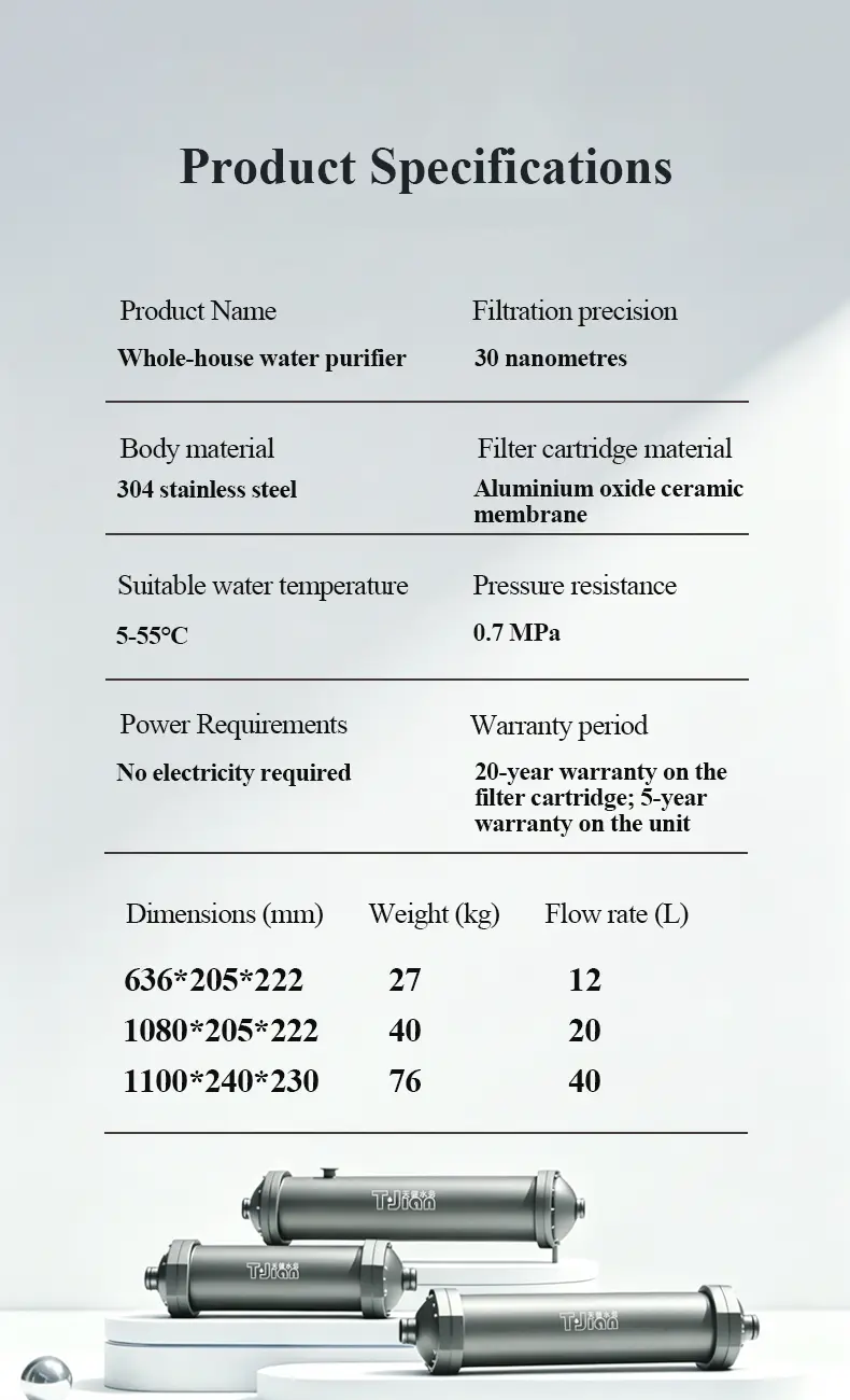 whole house central water purifier 12 40lmin ultra flow, smart auto backwash, ceramic membrane filter with 20 year warranty 08